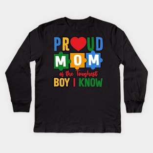 proud mom Of The Autism Awareness Gift For Women Mother day Kids Long Sleeve T-Shirt